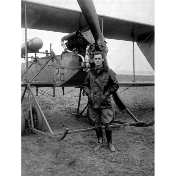 American World War I Era Pilot With His Plane At Rockwell Field History (24 x 36)