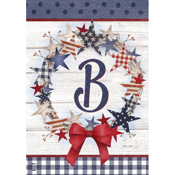 American Wreath Monogram  Garden Flag Patritoic 12.5" x 18"