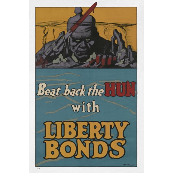 American Wwi Liberty Bond Poster Issued 1918. A War Bond That Was Sold In The United States To Support The Allied Cause