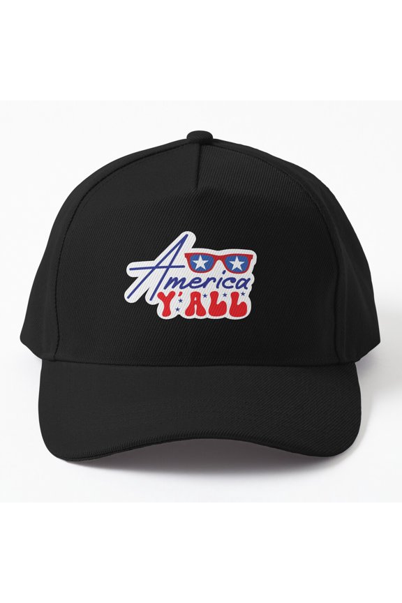 American Y'all Baseball Cap, USA Southern Statement Graphic Design, Classic Everyday Hat