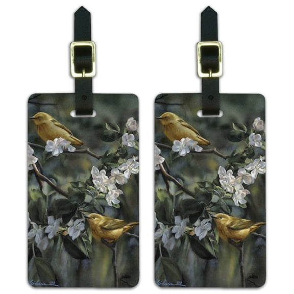 American Yellow Warblers Birds Luggage ID Tags Suitcase Carry-On Cards - Set of 2