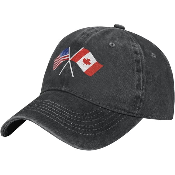 American and Canada Flag Cowboy Baseball Cap Trucker Hat