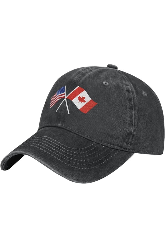American and Canada Flag Cowboy Baseball Cap Trucker Hat