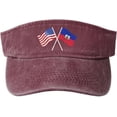 thumbnail image 1 of American and Haiti Flag Unisex Sun Visor Cap Adjustable Empty Top Baseball Cap, 1 of 8