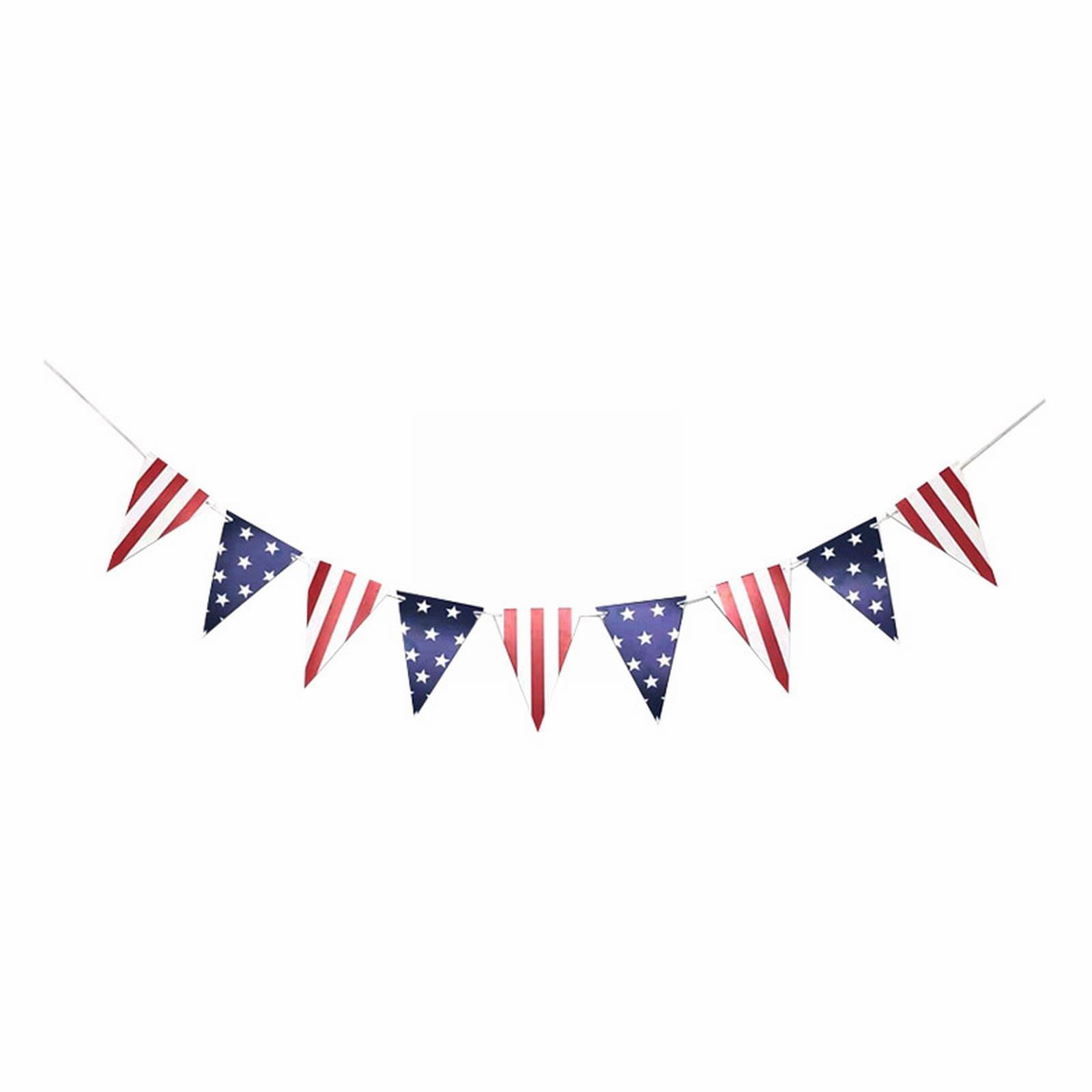 American And Stripes Flag Bunting Garland USA Triangle Banner Patriotic