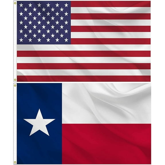 American and Texas State Flag Combo SET 3X5 FT 100D POLYESTER