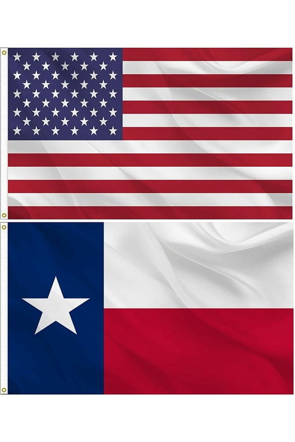 American and Texas State Flag Combo SET 3X5 FT 100D POLYESTER