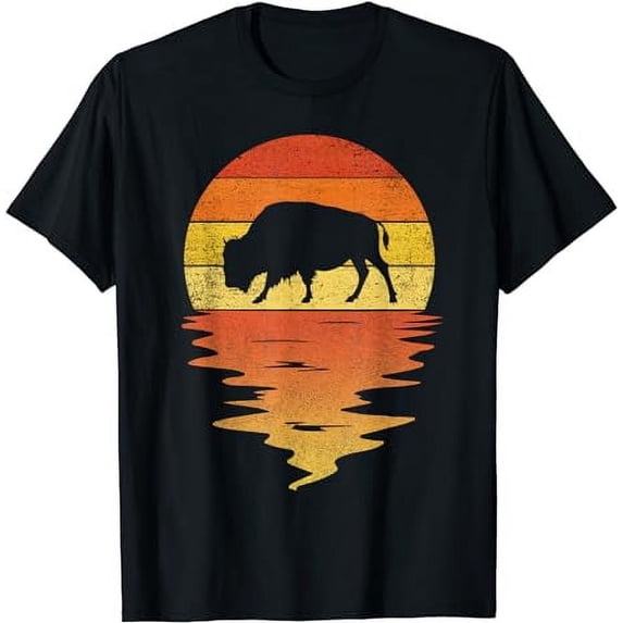 American bison shirt 70s vintage retro sunset Buffalo T-Shirt