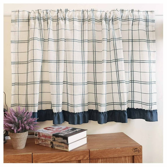American country style Half Curtain Short Valance Window Curtains with Rod Pocket Curtains Tiers Short Curtains for Small Window Cafe Kitchen Bathroom