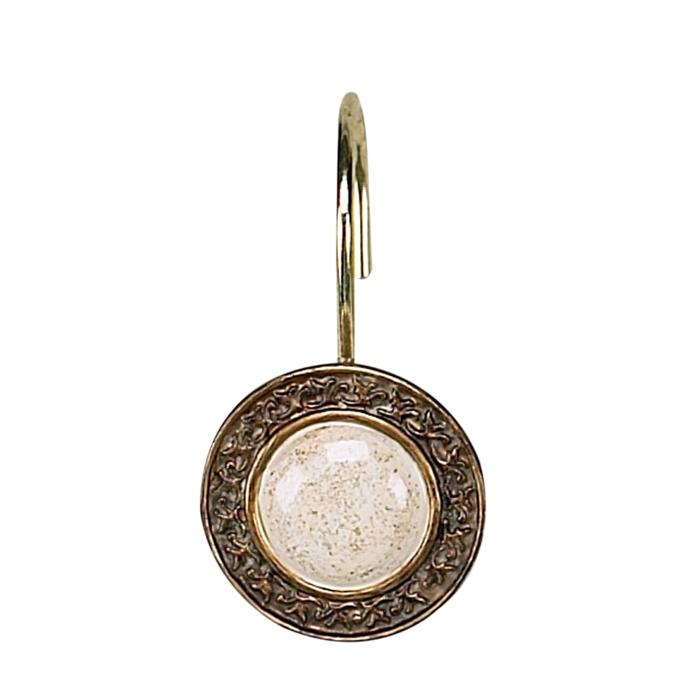 Natural Resin and Steel Shower Curtain Hooks Set of 12