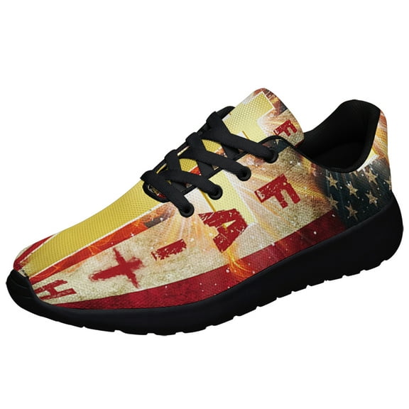 American flag Faith Cross Shoes Sneakers for Women Men Black Size 3.5