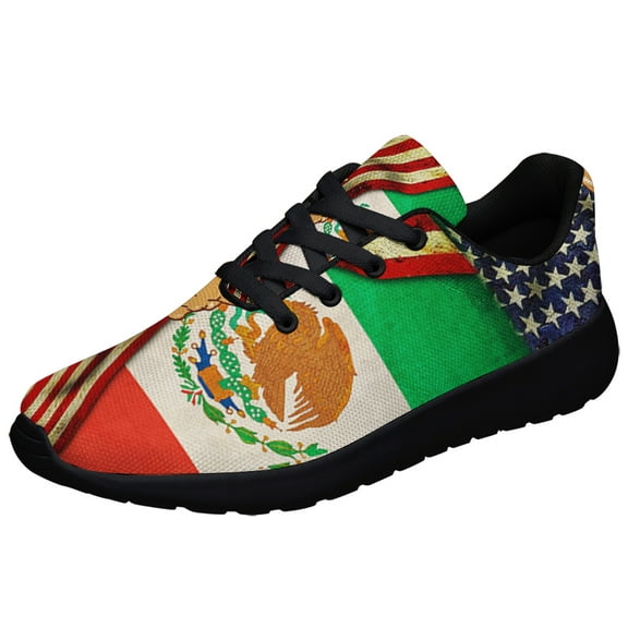 American flag Grown With Mexican Roots Shoes Sneakers for Women Men Black Size 3.5