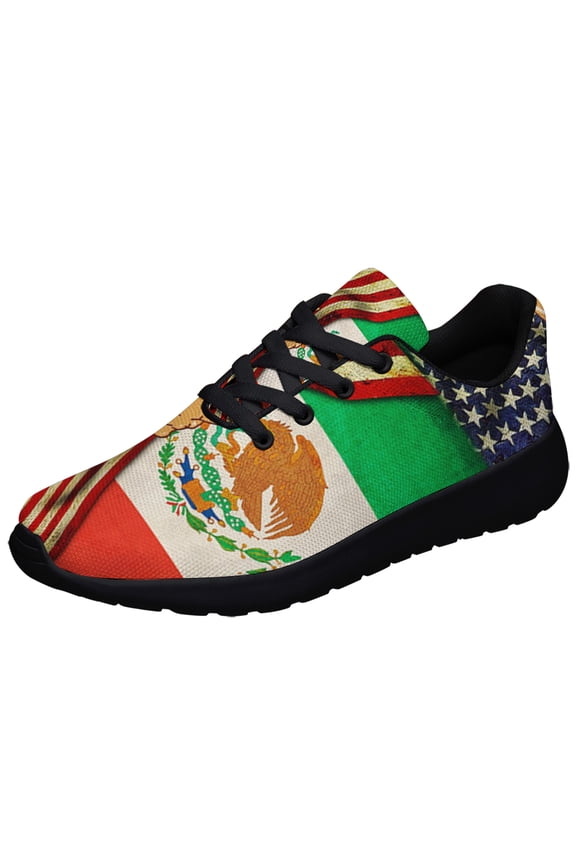 American flag Grown With Mexican Roots Shoes Sneakers for Women Men Black Size 8