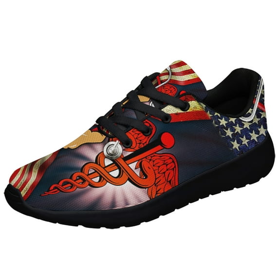American flag Nurse Shoes Sneakers for Women Men Black Size 13