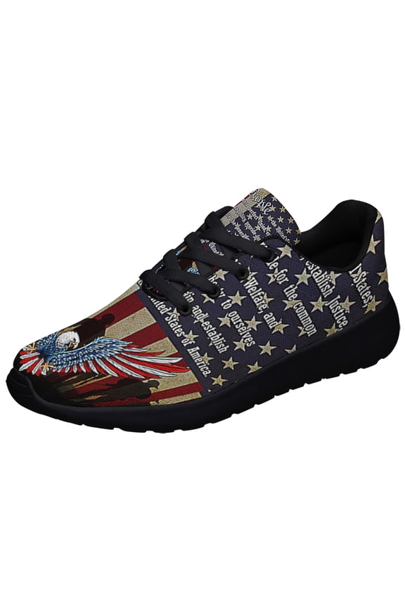 American flag Patriotic Eagle We The People of the United Sttes Shoes Sneakers Black Size 3.5
