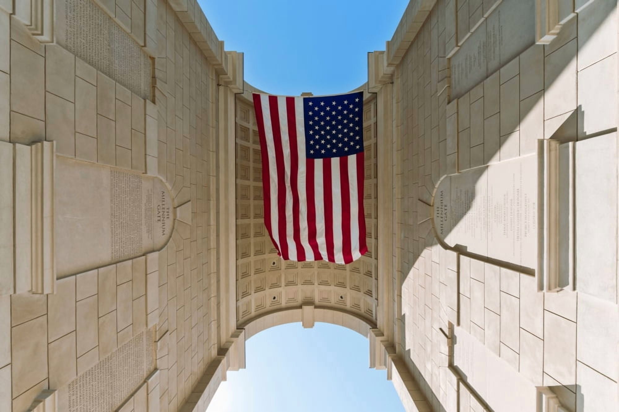 American flag at the Millennium Gate Monument in Atlanta Fulton County Georgia USA Canvas Art - Panoramic Images (18 x 24)