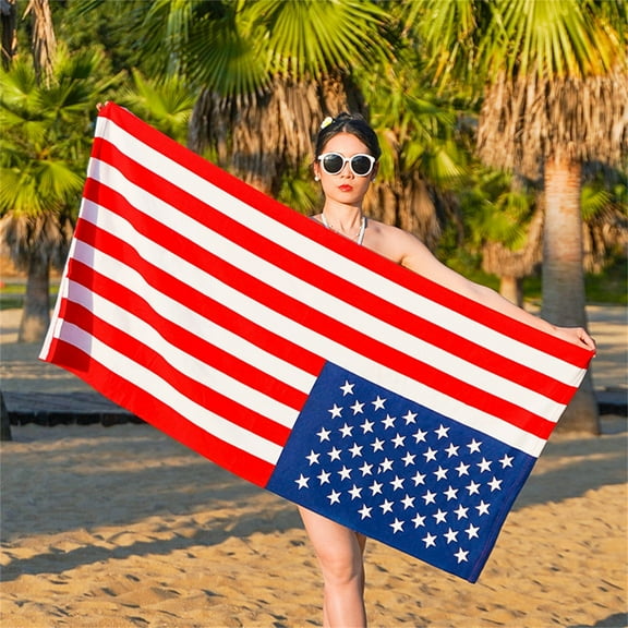 American flag beach towel|Red|Adult Oversized Beach Towel American Flag Sandproof Microfiber Woman Beach Towels Lightweight Travel Towels 30x70in