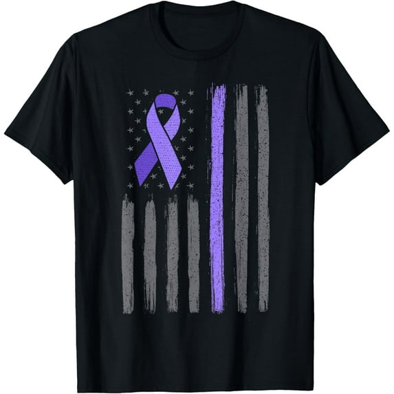 American flag ribbon stomach cancer awareness T-Shirt