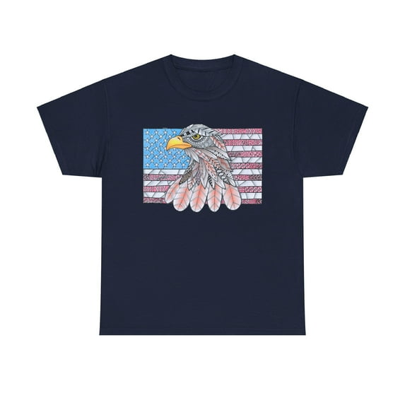 American flag w/ majestic bald eagle Heavy Cotton Tee