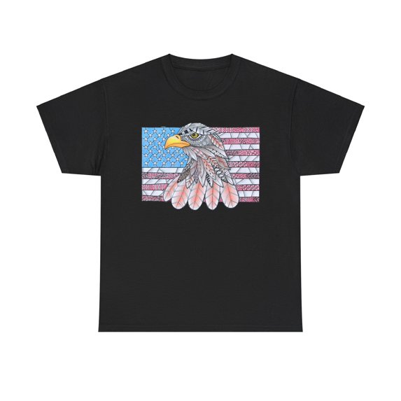 American flag w/ majestic bald eagle Heavy Cotton Tee
