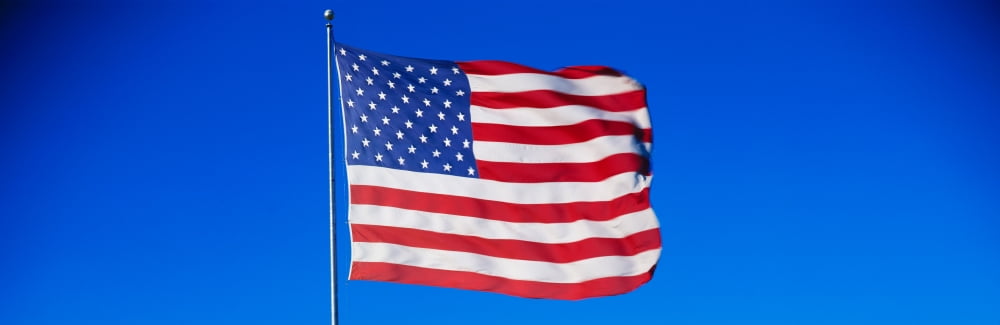 American flag waving in wind Canvas Art - Panoramic Images (36 x 12)