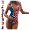 thumbnail image 1 of American flag women one piece swimsuit 4th of july back bathing suit swimsuits control tummy tankini slimming, 1 of 7