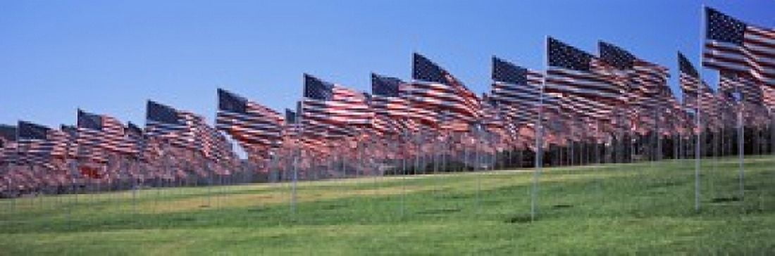 American flags in memory of 911 Pepperdine University Malibu California USA Canvas Art - Panoramic Images (18 x 6)