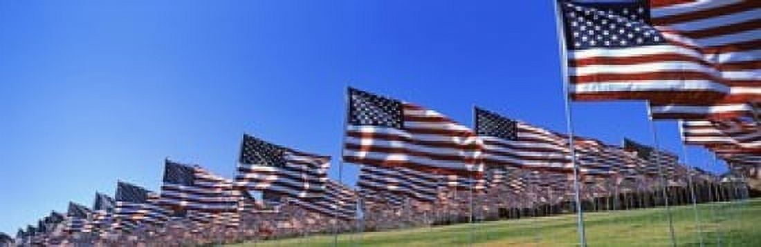 American flags in memory of 911 Pepperdine University Malibu California USA Canvas Art - Panoramic Images (18 x 6)