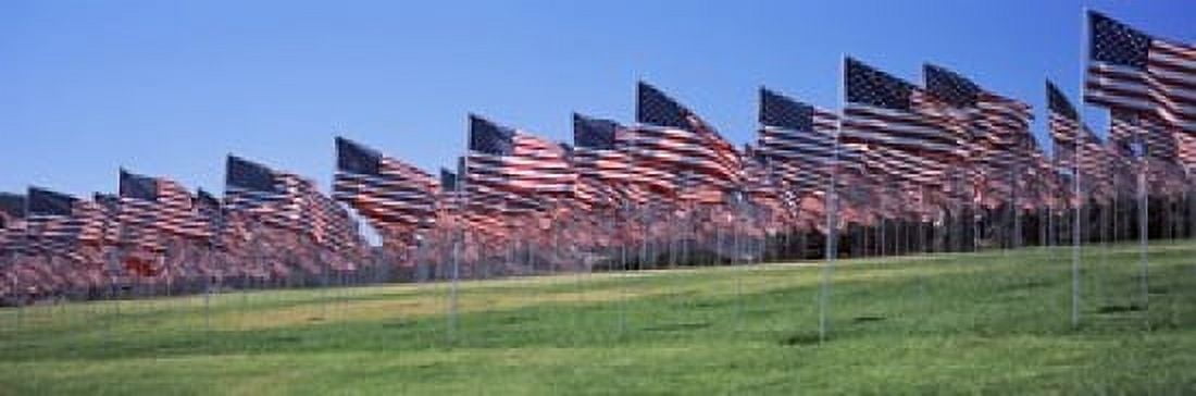 American flags in memory of 911 Pepperdine University Malibu California USA Canvas Art - Panoramic Images (36 x 12)