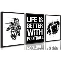 American football Canvas wall Hieng Black and White Rugby Wall Decor pictures Inspirational Painting Hiengwork Sports Poster Prints for Boys Room Locker Room Dorm Living Room Home Decoration