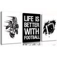 thumbnail image 1 of American football Canvas wall Hieng Black and White Rugby Wall Decor pictures Inspirational Painting Hiengwork Sports Poster Prints for Boys Room Locker Room Dorm Living Room Home Decoration, 1 of 6