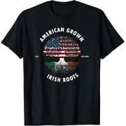 American grown Irish roots flag Ireland st Patricks day T-ShirtMens and womens gift, black and white T-shirt, size Extra large S-4XL