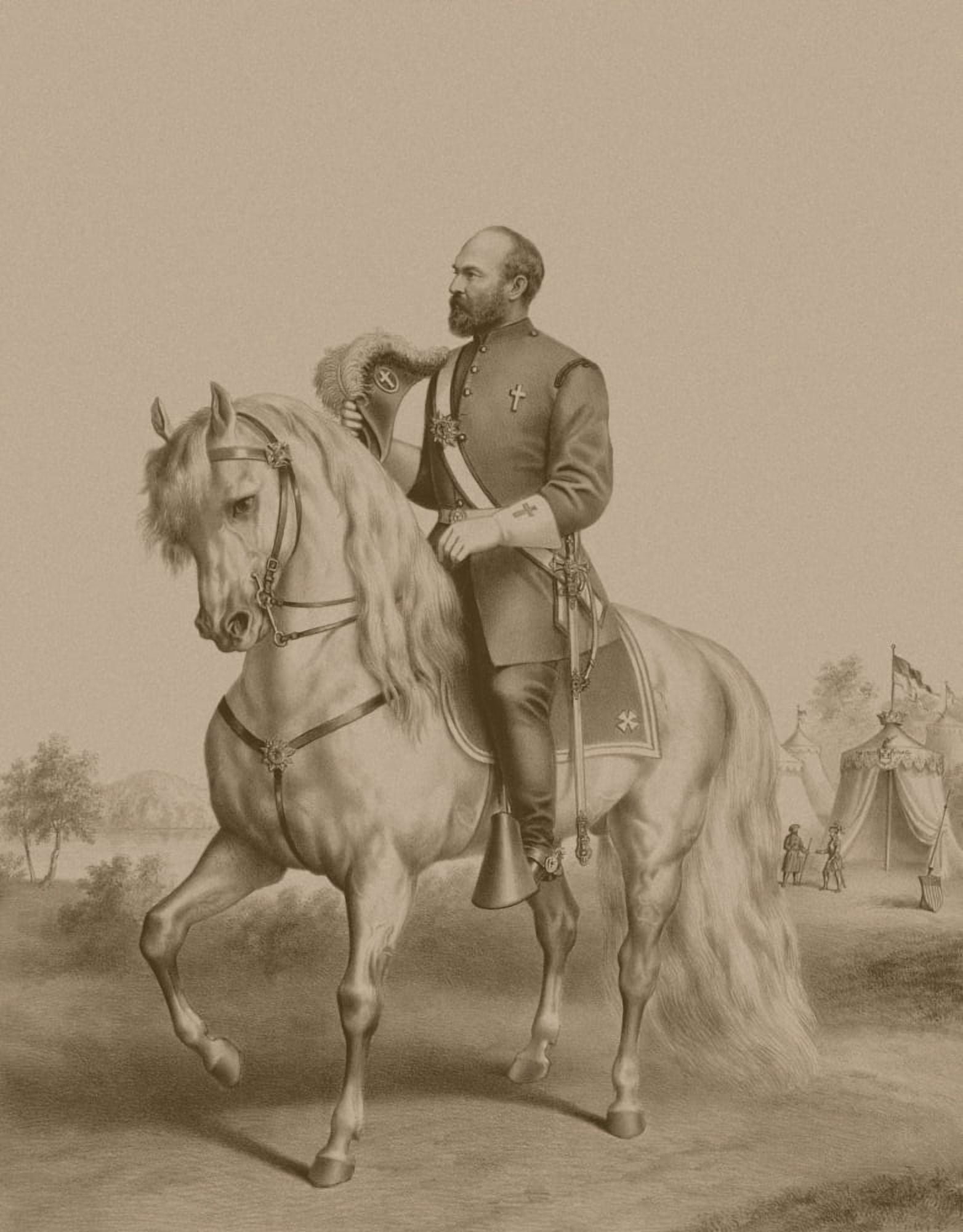 American history print of President James Garfield on horseback Canvas Art - John ParrotStocktrek Images (25 x 32)