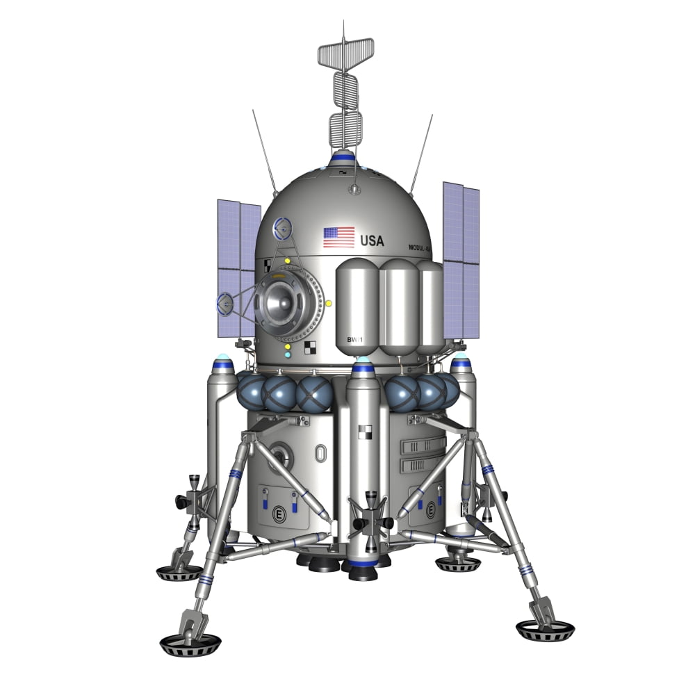 American lander spacecraft white background Canvas Art - Elena DuvernayStocktrek Images (29 x 29)