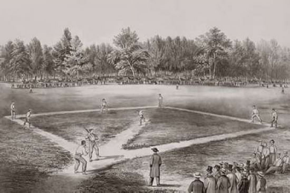 American national game of base ball Canvas Art - Vintage Sports (24 x 36)