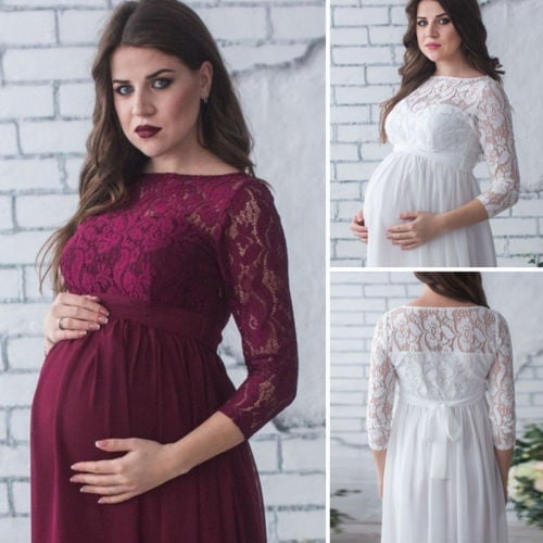American pregnant womens lace maternity dress long dress photography ...
