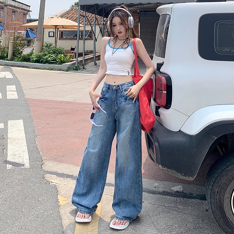 American retro baggy wideleg pants 2024 new allmatching straight leg