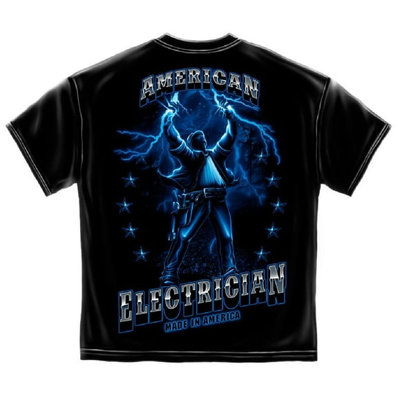 American's Electrician Blue Collar Worker 100% Cotton Black T-Shirt XX-Large