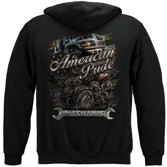 American's Pride Mechanic Blue Collar Worker 8oz 50/50 Black Hooded Sweat Shirt XX-Large