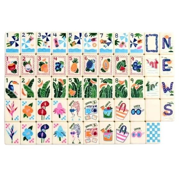 American-style Mahjong Set (4 layers), 160 acrylic engraved mahjong tiles, includes mahjong bag and accessories: Toys and Games