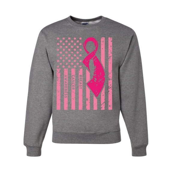 AmericanFlag Awareness Unisex Crewneck Graphic Sweatshirt, Heather Grey, 2XL