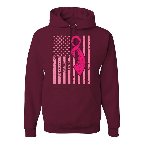AmericanFlag Awareness Unisex Graphic Hoodie Sweatshirt, Maroon, 2XL