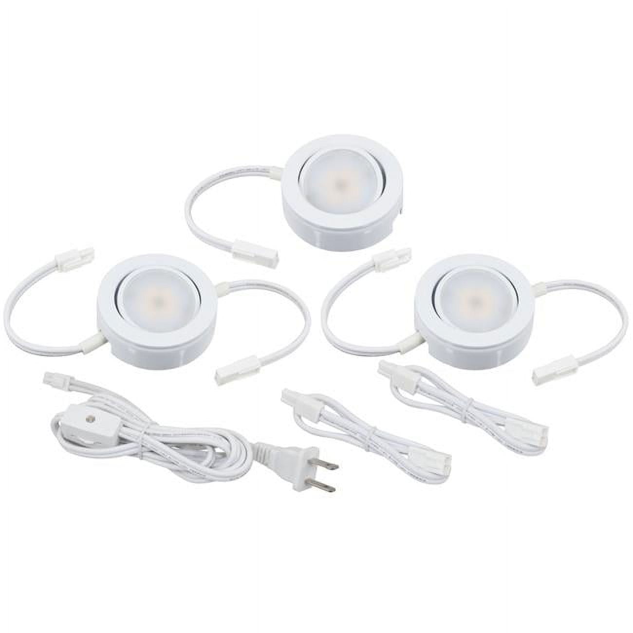 White Dimmable LED Puck Light Kit with Swivel Feature