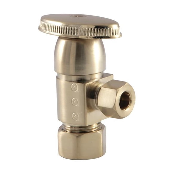 Americana 0.62 O.D x 0.37 in. O.D Anti-Seize Deluxe Quarter Turn Ceramic Hardisc Cartridge Angle Stop, Satin Brass