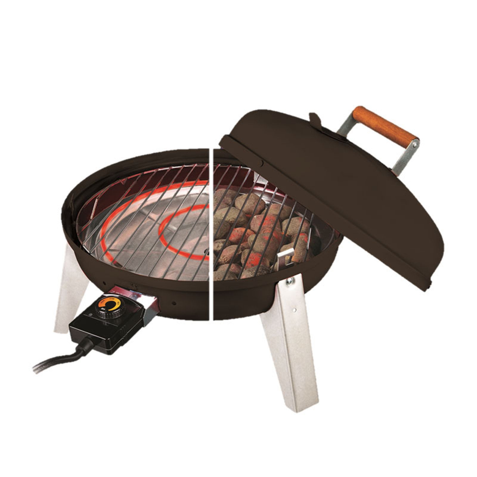 Americana Red Dual-Fuel Portable Charcoal and Electric Grill