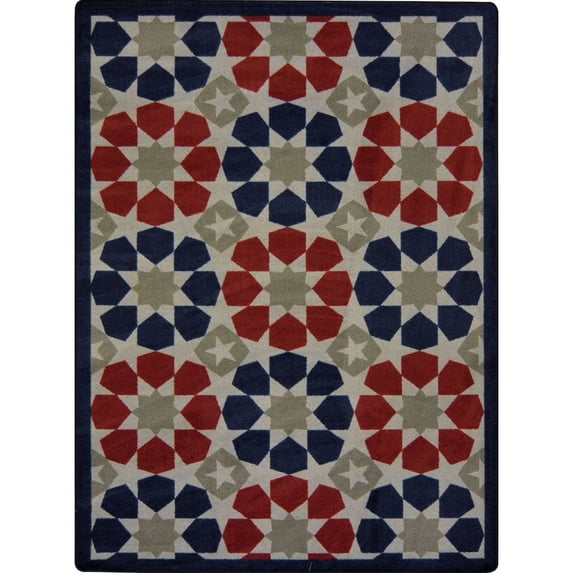 Joy Carpets Kaleidoscope Americana 3'10" x 5'4" Area Rug in Color Multi