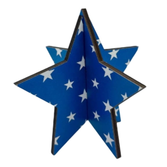Americana 4.7" Wooden 3D Star Tabletop Decor, Red White and Blue Patriotic Star Ornaments for 4th of July Independence Day Memorial Day Home Accents