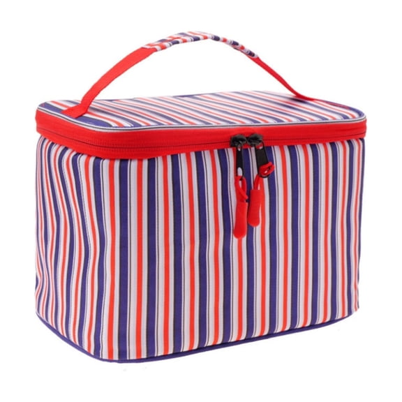 Americana 4th of July Lunch Bag, Patriotic Striped Insulated Cooler Tote, 8.7x5.7x5.7 Inches Reusable Thermal Picnic Beach Work