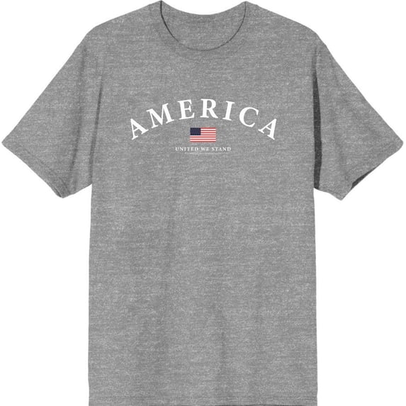Americana America Flag Men's Heather Gray Crew Neck Short Sleeve Tee-Large