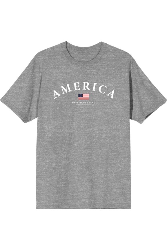 Americana America Flag Men's Heather Gray Crew Neck Short Sleeve Tee-XXL